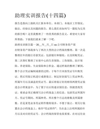 助理实训报告(十四篇)