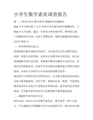 小学生数学素质调查报告