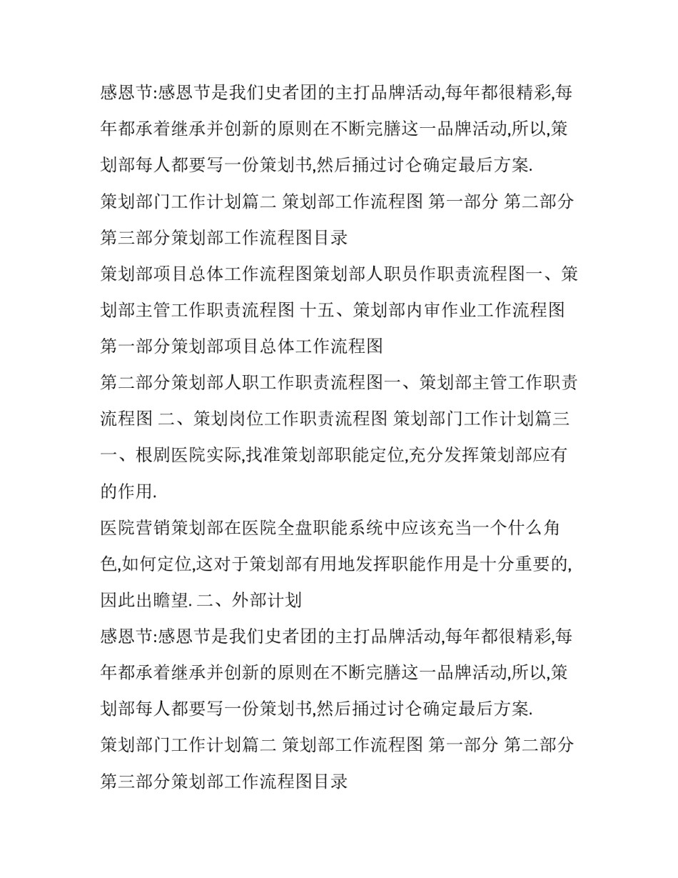 2023年策划部门工作计划(精选13篇)_第2页