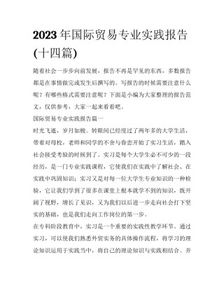2023年国际贸易专业实践报告(十四篇)