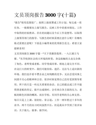文员顶岗报告3000字(十篇)