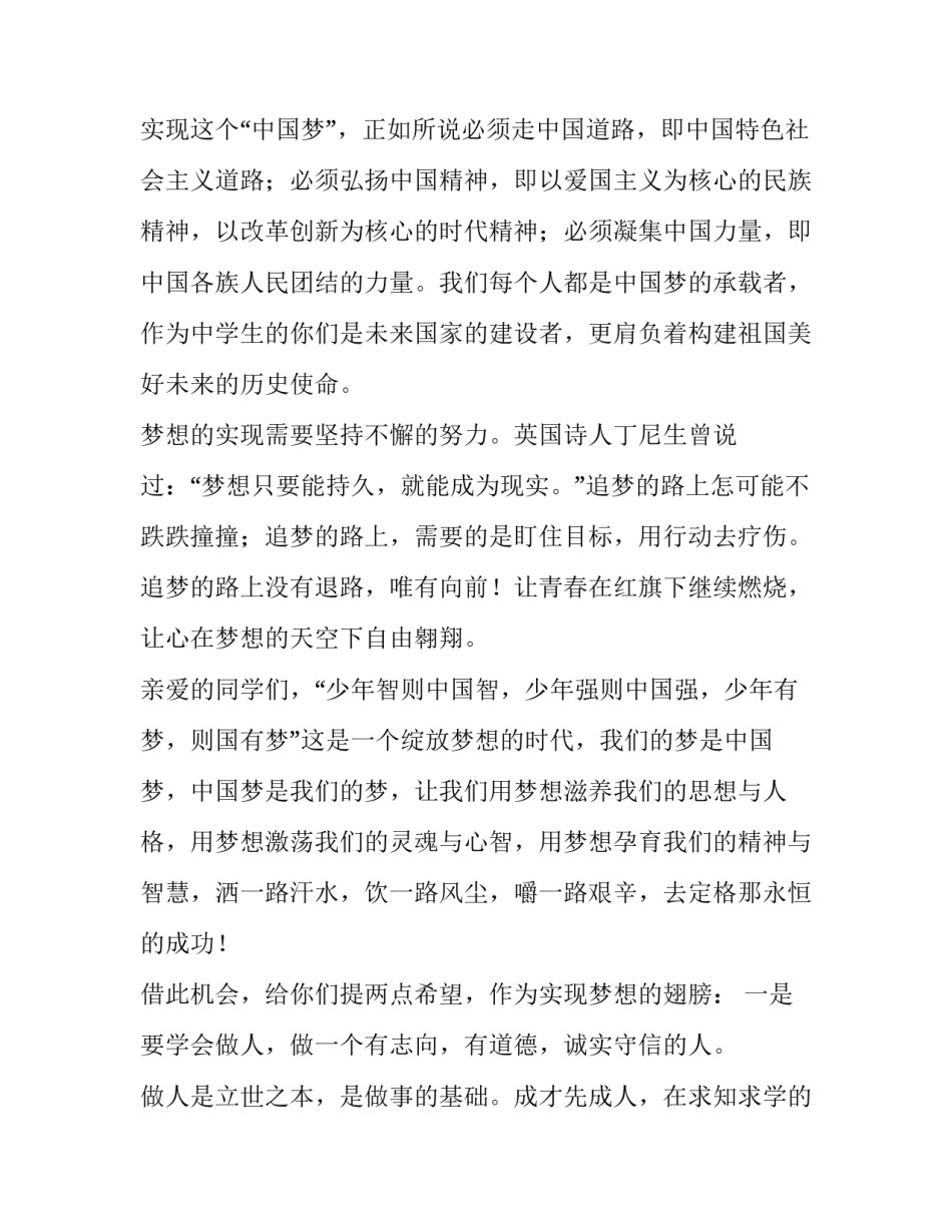 激扬青春放飞梦想主题演讲稿600字 激情飞扬放飞梦想演讲稿(4篇)_第2页