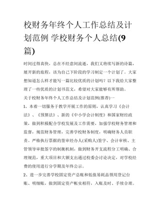 校财务年终个人工作总结及计划范例 学校财务个人总结(9篇)