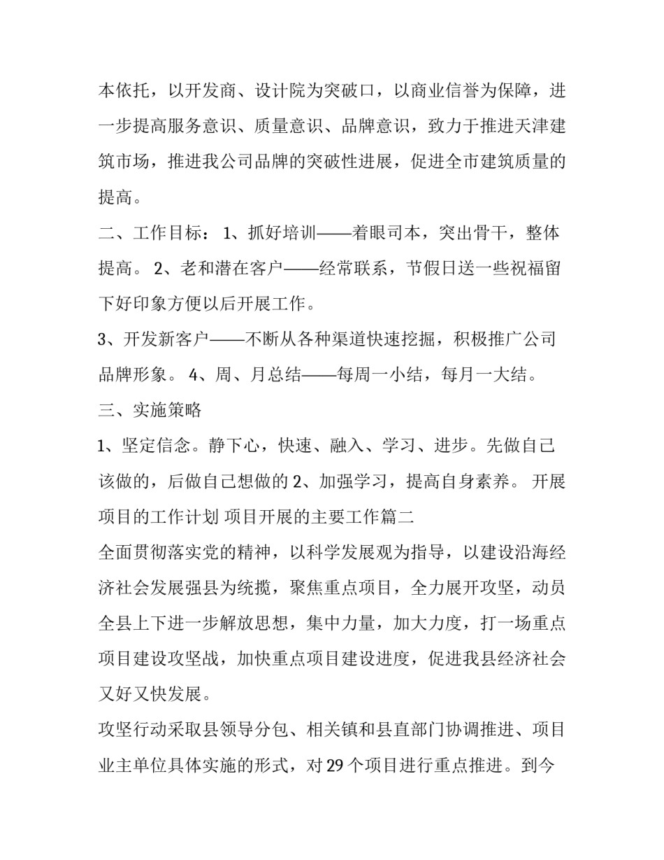 最新开展项目的工作计划 项目开展的主要工作(十六篇)_第2页