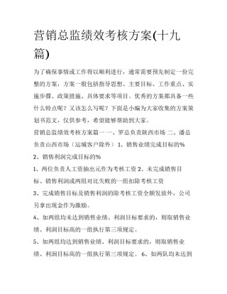 营销总监绩效考核方案(十九篇)