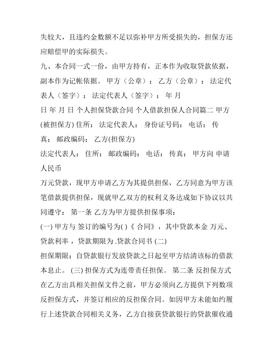 最新个人担保贷款合同 个人借款担保人合同(4篇)_第3页