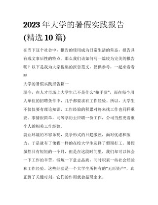 2023年大学的暑假实践报告(精选10篇)