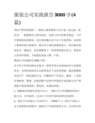 服装公司实践报告3000字(4篇)