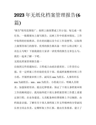 2023年无纸化档案管理报告(6篇)