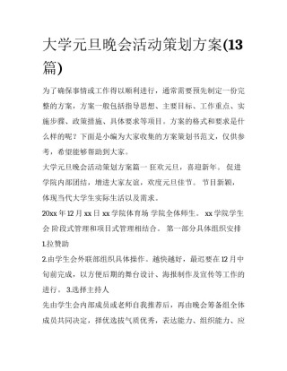 大学元旦晚会活动策划方案(13篇)