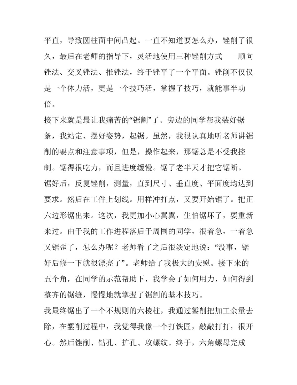 金工钳工实训报告 金工钳工实训报告300字(5篇)_第2页