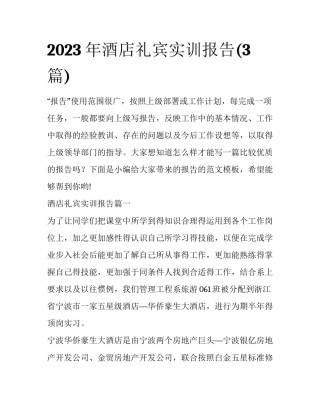 2023年酒店礼宾实训报告(3篇)