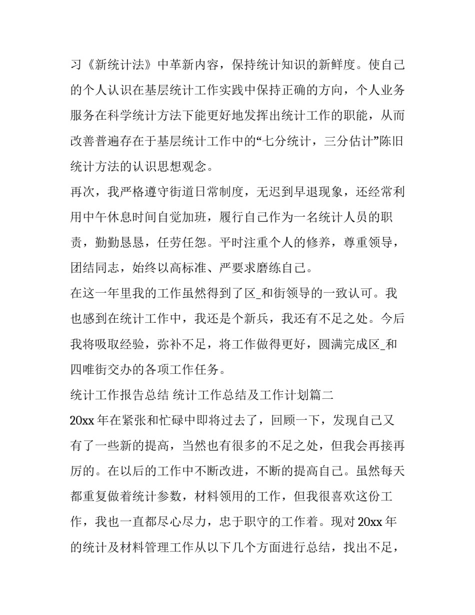 统计工作报告总结 统计工作总结及工作计划(74篇)_第2页