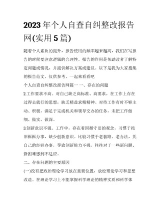 2023年个人自查自纠整改报告网(实用5篇)