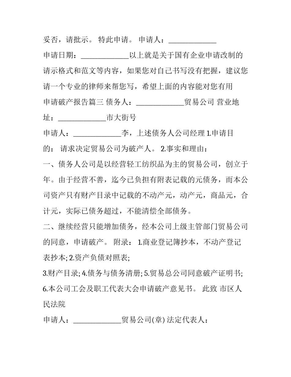 最新申请破产报告(3篇)_第3页