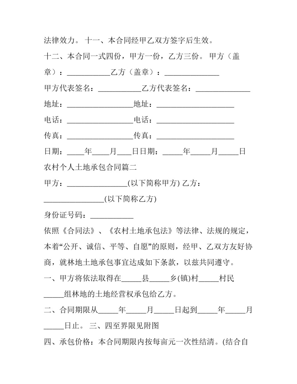 最新农村个人土地承包合同(二十七篇)_第3页