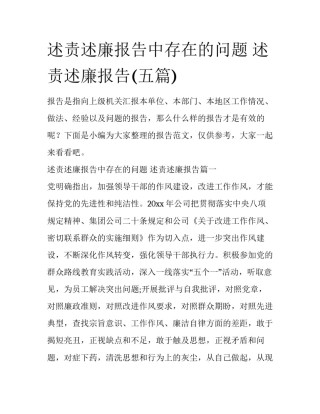 述责述廉报告中存在的问题 述责述廉报告(五篇)