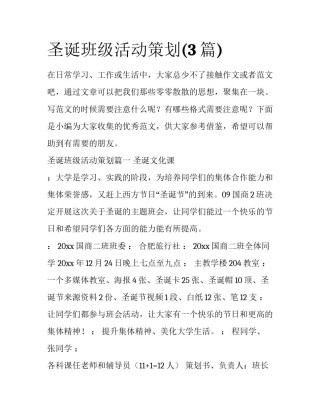 圣诞班级活动策划(3篇)