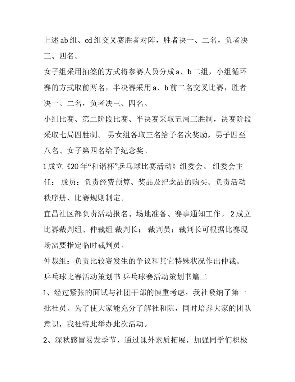 最新乒乓球比赛活动策划书 乒乓球赛活动策划书(5篇)_第2页