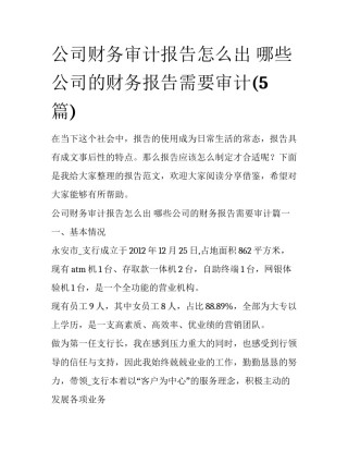 公司财务审计报告怎么出 哪些公司的财务报告需要审计(5篇)