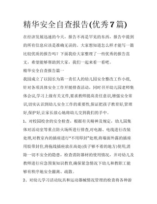 精华安全自查报告(优秀7篇)