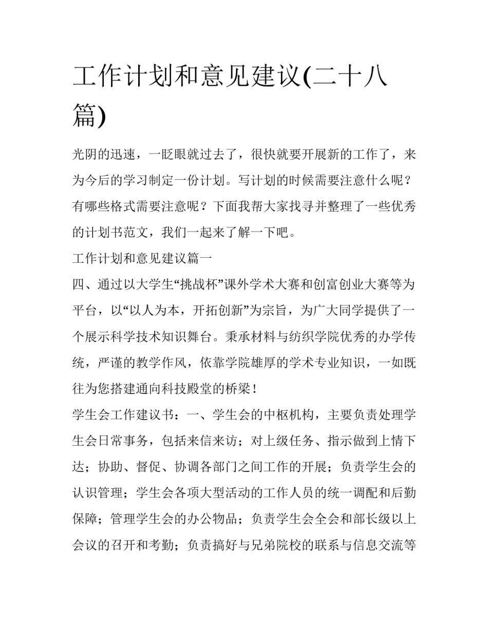 工作计划和意见建议(二十八篇)_第1页