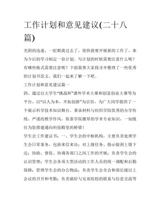 工作计划和意见建议(二十八篇)