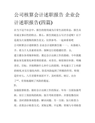 公司核算会计述职报告 企业会计述职报告(四篇)