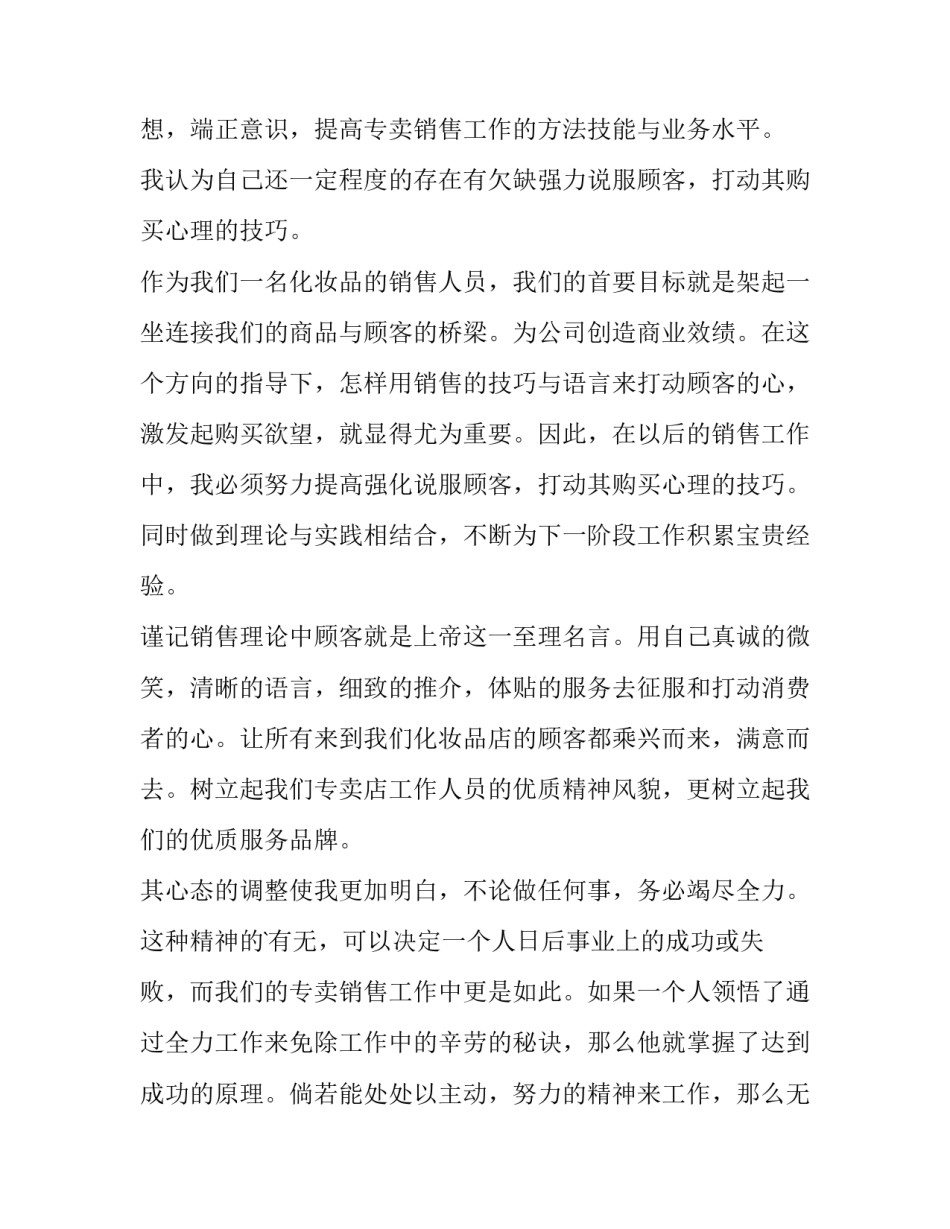 2023年化妆品销售年终工作总结与计划(十三篇)_第3页
