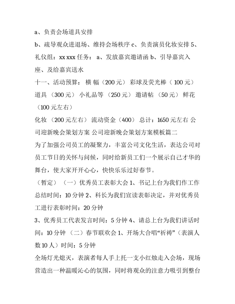 公司迎新晚会策划方案 公司迎新晚会策划方案模板(三篇)_第3页
