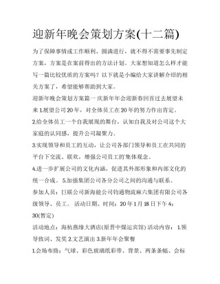 迎新年晚会策划方案(十二篇)