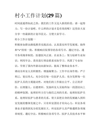 村小工作计划(29篇)