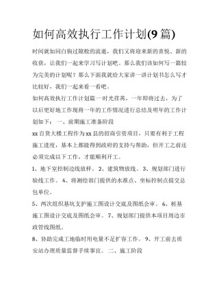 如何高效执行工作计划(9篇)