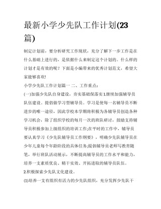 最新小学少先队工作计划(23篇)