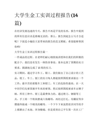 大学生金工实训过程报告(14篇)
