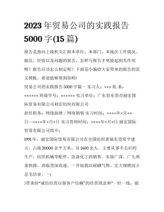 2023年贸易公司的实践报告5000字(15篇)