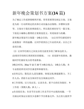 新年晚会策划书方案(14篇)