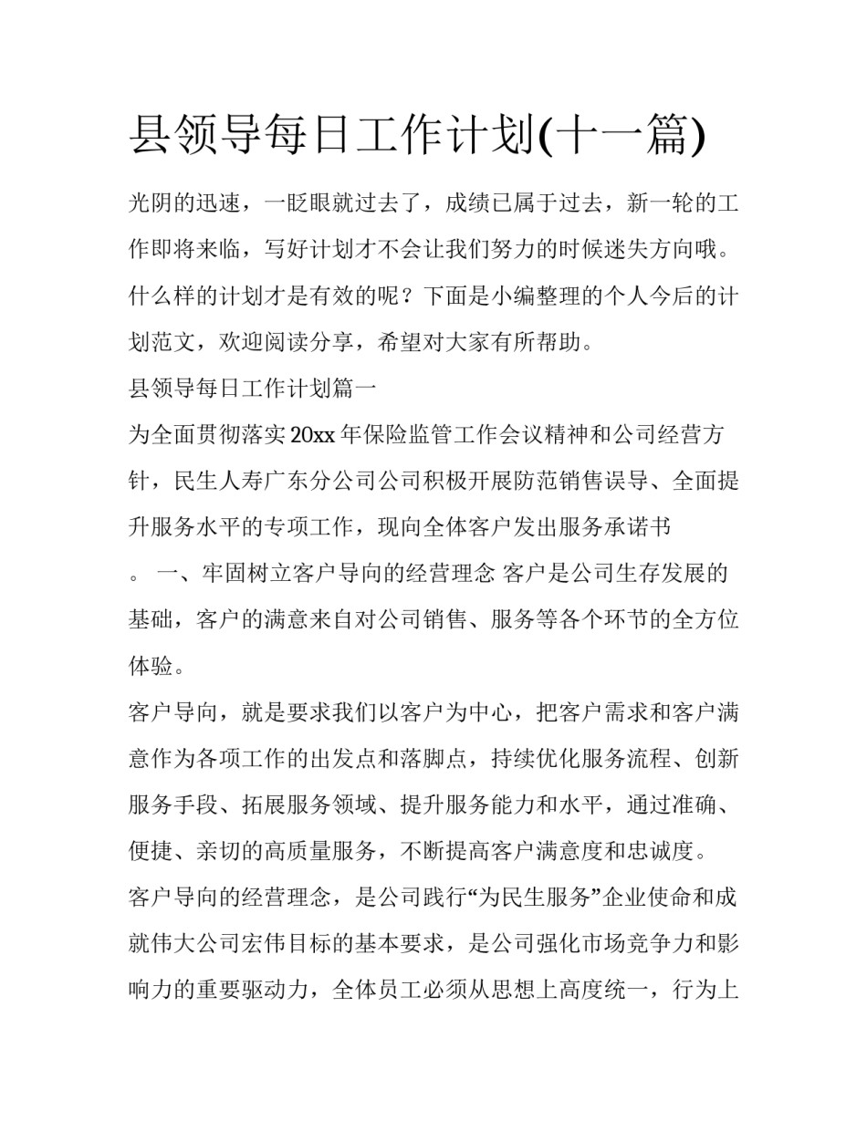 县领导每日工作计划(十一篇)_第1页