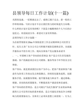 县领导每日工作计划(十一篇)