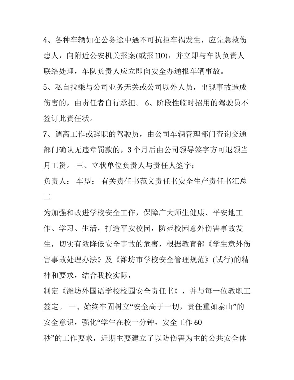 责任书范文责任书安全生产责任书汇总 安全生产责任制责任书(3篇)_第3页