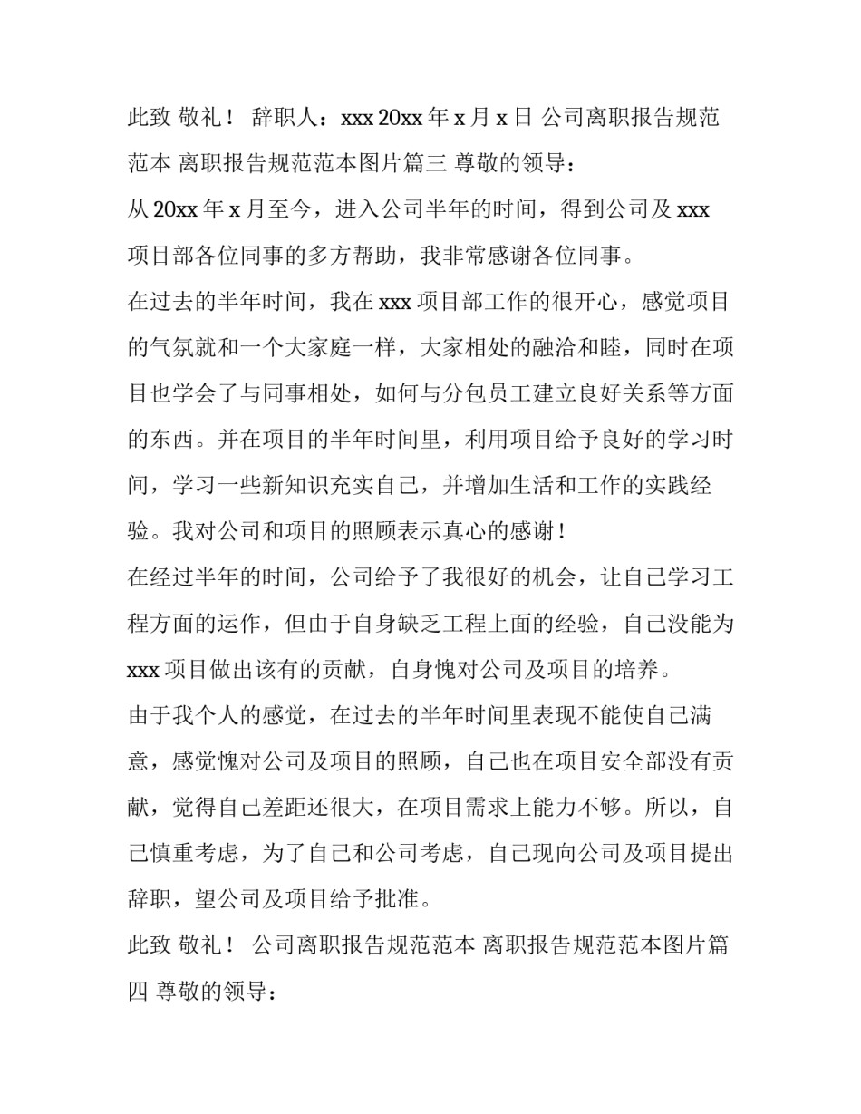 公司离职报告规范范本 离职报告规范范本图片(15篇)_第3页