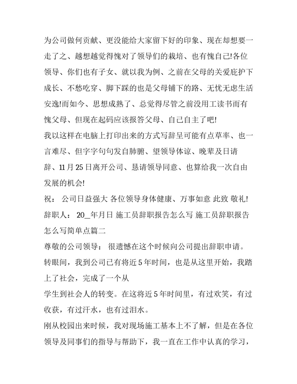 施工员辞职报告怎么写 施工员辞职报告怎么写简单点(15篇)_第3页
