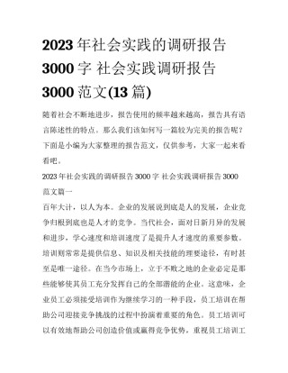 2023年社会实践的调研报告3000字 社会实践调研报告3000范文(13篇)
