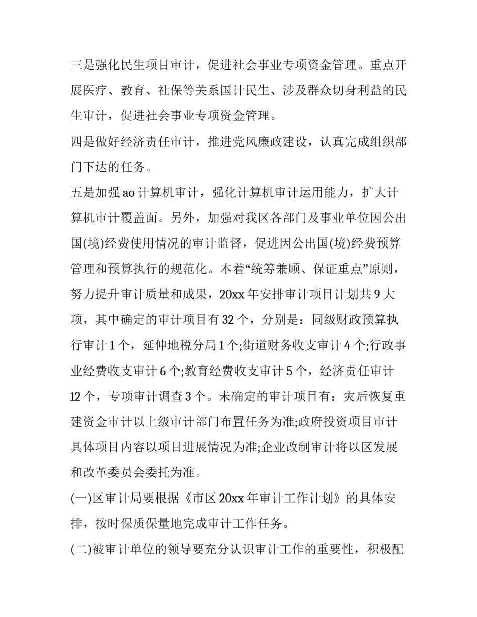 2023年审计处工作计划范文 2023年审计处工作计划范文大全(九篇)_第2页