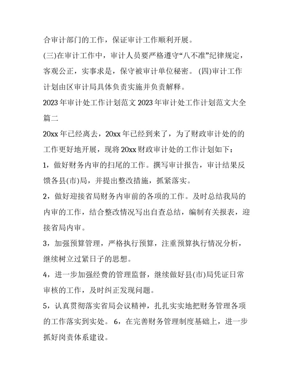 2023年审计处工作计划范文 2023年审计处工作计划范文大全(九篇)_第3页