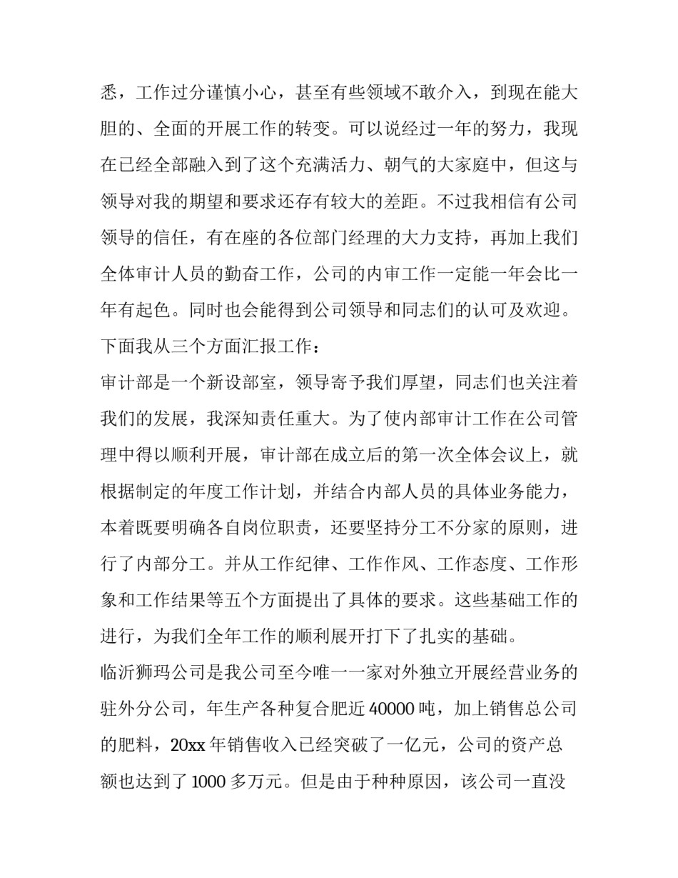 审计助理年度述职报告 审计部主任年度述职报告(三篇)_第2页
