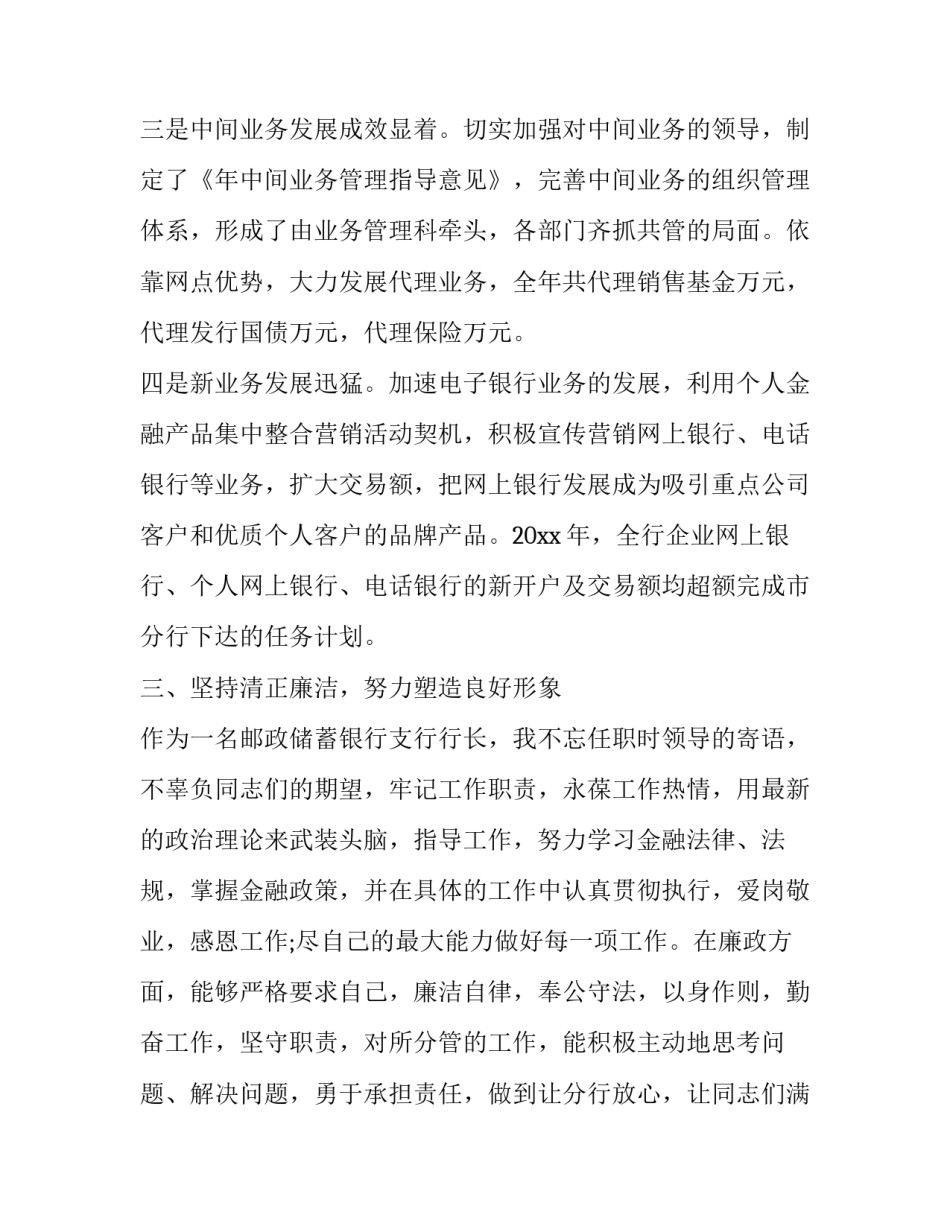 银行副行长年终述职报告 支行行长年终述职报告(4篇)_第3页