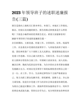 2023年领导班子的述职述廉报告(三篇)