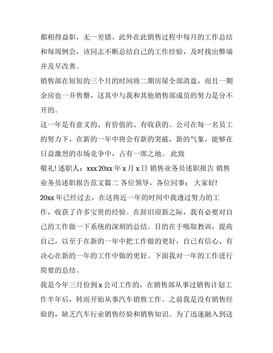 销售业务员述职报告 销售业务员述职报告范文(五篇)_第3页