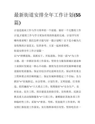 最新街道安排全年工作计划(55篇)